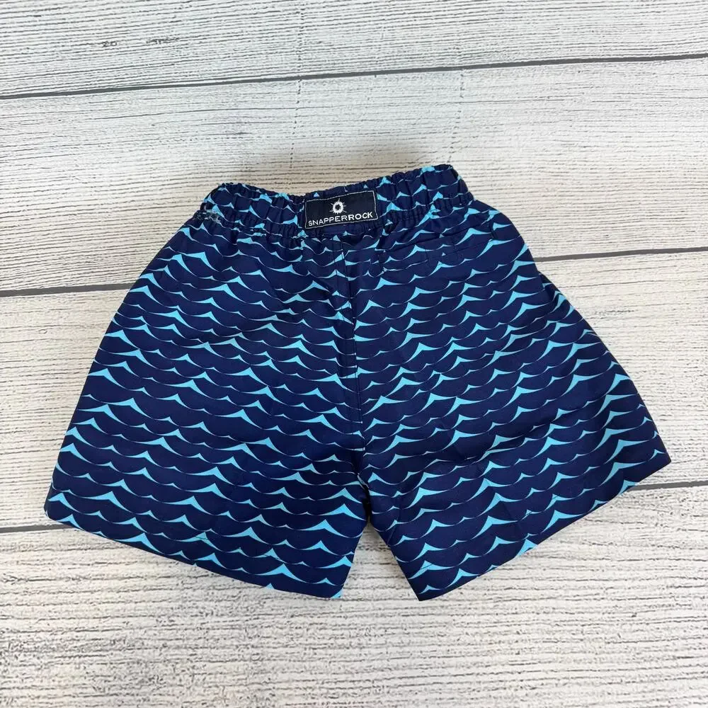 Snapper Rock Boy's Navy Blue Wave Printed Swim Trunks Size 4